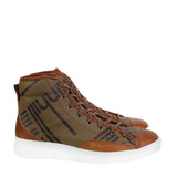Dunhill Luggage Canvas hi-top sneakers in tan and brown tones