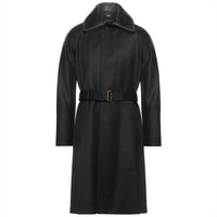 Dunhill luxurious twill wool kimono trench coat in midnight blue