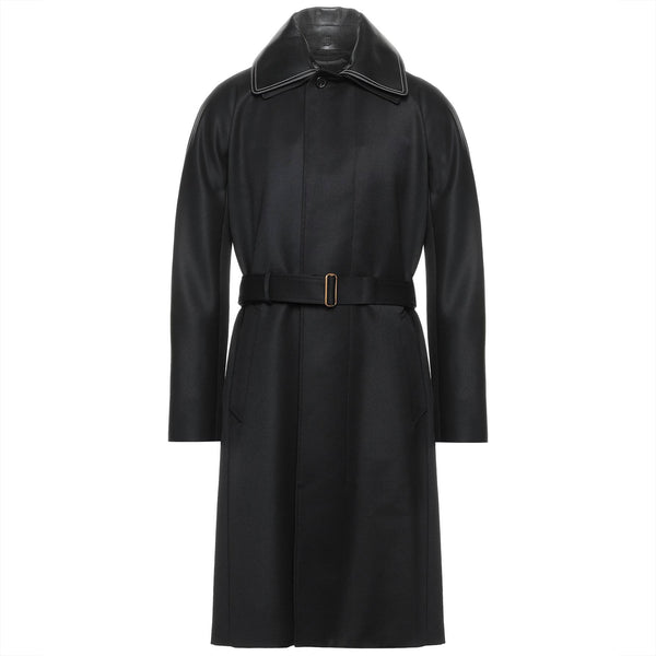 Dunhill luxurious twill wool kimono trench coat in midnight blue