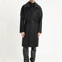 Dunhill luxurious twill wool kimono trench coat in midnight blue