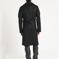 Dunhill luxurious twill wool kimono trench coat in midnight blue