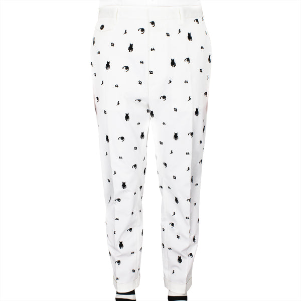 DSquared2 white tapered leg trousers with black alien embroidery