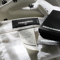 DSquared2 white tapered leg trousers with black alien embroidery