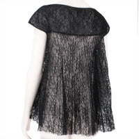 Erdem sheer lace top in a floral pattern<br>Black with shimmering onyx black detailing