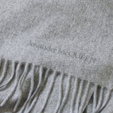 Alexander McQueen luxurious scarf in a mid-grey pure cashmere