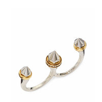 Alexander McQueen spike detailed open double ring with crystal detailing