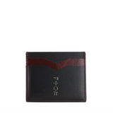 Burgundy Assemblage leather cardholder in black and burgundy