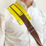 Dunhill woven yellow and cocoa brown nylon bag strap