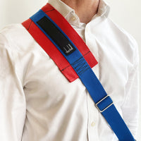 Dunhill woven red and blue nylon bag strap