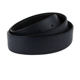 Dunhill reversible leather belt with two wearable faces, one in black and the other in navy blue leather