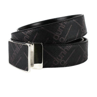 Dunhill textured leather belt in black with bronze tone Dunhill logo pattern