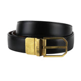 Dunhill Black and Tan reversible leather belt with a brass buckle