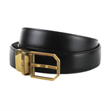 Dunhill Black and Tan reversible leather belt with a brass buckle