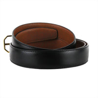 Dunhill Black and Tan reversible leather belt with a brass buckle