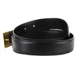 Dunhill black leather belt with textured tarnish finish gold tone buckle fastening