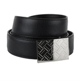 Dunhill grained black leather belt with silver tone buckle fastening