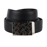 Dunhill grained black leather belt with silver tone buckle fastening