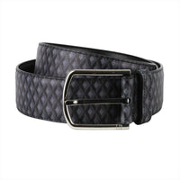 Dunhill luxurious coated canvas belt in a geometric engine turn pattern