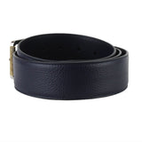 Dunhill grained leather belt in a dark blue tone