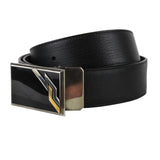 Dunhill grained leather belt with marquetry buckle