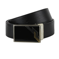 Dunhill grained leather belt with marquetry buckle