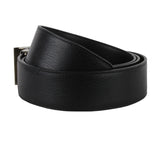 Dunhill grained leather belt with marquetry buckle