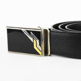 Dunhill grained leather belt with marquetry buckle