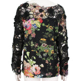 Dries Van Noten floral silk chiffon top with sheer broderie anglaise detailing