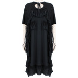 Simone Rocha tunic dress in luxurious black cotton jersey
Signature ruched detailing in satin and sheer mesh to the front