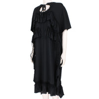 Simone Rocha tunic dress in luxurious black cotton jersey
Signature ruched detailing in satin and sheer mesh to the front