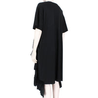 Simone Rocha tunic dress in luxurious black cotton jersey
Signature ruched detailing in satin and sheer mesh to the front