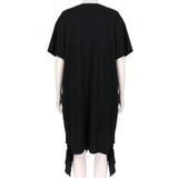 Simone Rocha tunic dress in luxurious black cotton jersey
Signature ruched detailing in satin and sheer mesh to the front