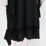 Simone Rocha tunic dress in luxurious black cotton jersey
Signature ruched detailing in satin and sheer mesh to the front