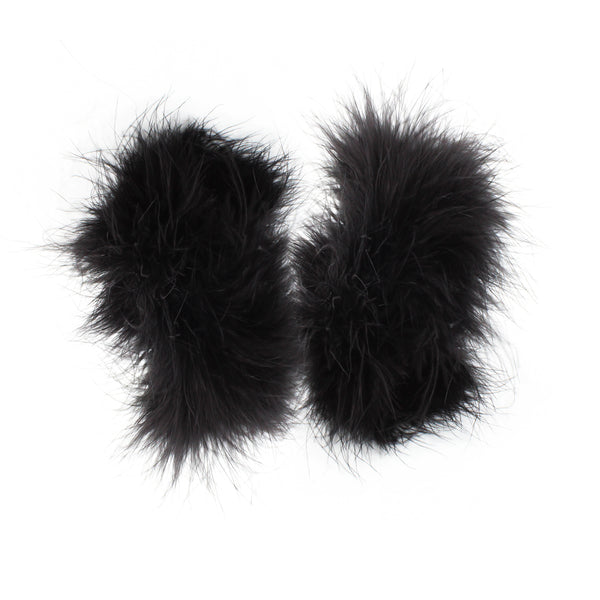 Saint Laurent luxurious feather covered snap cuffs in black