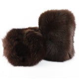 Saint Laurent luxurious fox fur cuff in a deep mahogany brown tone