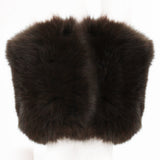 Saint Laurent luxurious fox fur cuff in a deep mahogany brown tone