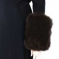 Saint Laurent luxurious fox fur cuff in a deep mahogany brown tone