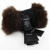 Saint Laurent luxurious fox fur cuff in a deep mahogany brown tone