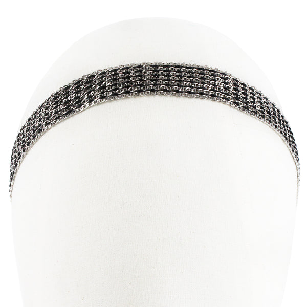 Saint Laurent luxurious chainmail headband in a silver tone