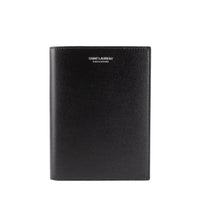 Saint Laurent grained leather passport holder in black