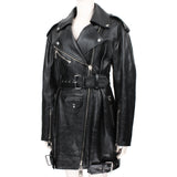 Alexander McQueen runway collection coat dress in black leather