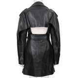 Alexander McQueen runway collection coat dress in black leather