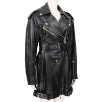 Alexander McQueen runway collection coat dress in black leather