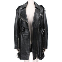 Alexander McQueen runway collection coat dress in black leather