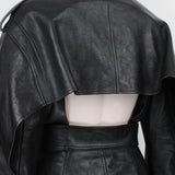 Alexander McQueen runway collection coat dress in black leather