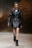 Alexander McQueen runway collection coat dress in black leather