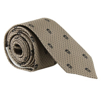 Alexander McQueen narrow silk tie in a signature skull and dot pattern