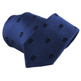 Alexander McQueen narrow silk tie in a signature skull and dot pattern