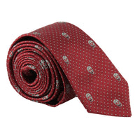 Alexander McQueen narrow silk tie in a signature skull and dot pattern