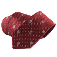 Alexander McQueen narrow silk tie in a signature skull and dot pattern